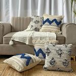 Export House Handmade Decorative Cotton Boho Cushion Covert 16 x 16 Inch Set of 5 |Modern Decorative Throw Pillow Cover for Sofa, Couch, Living Room, Bedroom