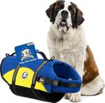 Paws Aboard Dog Life Jacket - Swimming Vest for Dogs, Adjustable, Reflective, Comfortable, Multiple Colors, Patterns, XX-Small to Extra Large Dog Swim Vest with Handle (Blue & Yellow, X-Large)