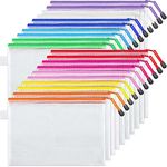 JARLINK 20 Pack Zipper Mesh Pouch, Waterproof Zipper File Bags Document Pouch, Letter Size/A4 Size, Multipurpose Travel Bags for Office Supplies Cosmetics Travel Accessories