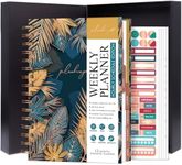 PLANBERRY Hourly Schedule Planner Premium – Undated Weekly Organizer with Time Slots & Monthly Budget – Time Management, Goal Setting, to-Do List & Habit Tracker –6.9″x8.5″(Tropical Forest)