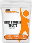 BulkSupplements.com Whey Protein Isolate Powder - Unflavored Protein Powder, Whey Isolate Protein Powder - Whey Protein Powder, Gluten Free, 30g per Serving, 250g (8.8 oz) (Pack of 1)