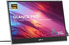 Portable Monitor - Mobile Pixels Glance Pro 15.6" OLED Touchscreen Monitor, FHD 100% DCI-P3 1MS 100000:1, HDMI USBC Screen with Battery and Speaker, Window/Mac/PC/Android Compatible( 15.6" Glance Pro)