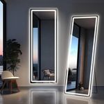 COFENY Full Length Mirror, 64" x 21" Led Mirror Full Length White Floor Mirror with Lights Standing, Leaning or Hanging, Rectangle Full Body Mirrors Standing Mirror for Bedroom Living Room Bathroom