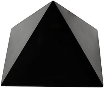 Heka Naturals Shungite Polished Black Crystal Pyramid | Home Decor, Shungite Stone Against EMFs - Meditation Chakra Stones for Stress Relief, Effective Against Negative Energy (5cm)