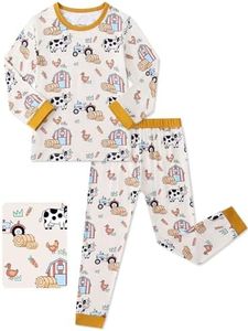 JunNeng Bamboo Viscose Toddler Boys' Pajamas 2 Piece, Farm, 6Y-7Y
