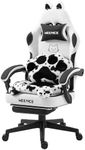 Gaming Chair Cute with Cat Ears Paw Lumbar and Cushion,Ergonomic Computer Chair with Footrest,Reclining PC Game Chair for Girl Computer Chair 300lbs for Adult Black and White