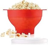 Yomitek Microwave Popcorn Popper, Silicone Hot Air Popcorn Maker Bowl Collapsible with Lid for Home, DIY Popcorn Bucket,No Oil Healthier,PVC & BPA Free- Healthy Instant Kernels Popping (Red)