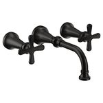 Moen TS44105BL Colinet Traditional Cross Handle Wall Mount Bathroom Faucet Trim Valve Required, Matte Black