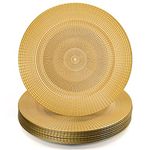 Hiceeden 12 Pack Gold Charger Plates for Dinner Plates, 13" Round Plastic Chain Shaped Charger Service Plates, Decorative Chargers Bulk for Table Setting, Wedding, Party, Event