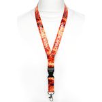 Rolseley Personalised Lanyard Neck Strap with Safety Breakaway Quick Release and Metal Clip - Flames Pattern with Silver Metallic Text - Printed Custom Fire Lanyard - Office Gift Idea