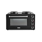 Tower T14045 Mini Oven with Adjustable Temperature Control, 90 Minute Timer, Baking Tray and Wire Rack, Black with Silver Accents, 42 litre