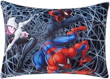 NORTHWEST Kids Reversible Pillow (w/Removeable Shell), 20 in x 30 in, Spiderman & Friends