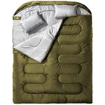 MEREZA Double Sleeping Bag for Adults Mens with Pillow, XL Queen Size Two Person Sleeping Bag for All Season Camping Hiking Backpacking 2 Person Sleeping Bags for Cold Weather & Warm