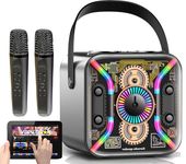 Karaoke Machine and Portable Speaker 80w, Light Display, 2 Wireless Microphones, Adults and Kids Party Vocal-Star SP-300