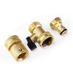 Mdlufee Garden Hose Quick Connector,3/4 inch Brass Shut Off Valve and Female Thread Tap Connector and Male Thread Brass Quick (3pcs)