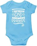 CBTwear I am Proof God Answers Prayers Baby Bodysuit Funny Infant Outfit Cute Unisex Comfy Romper, Light Blue