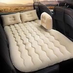 Sling Car Air Mattress Bed,Removable Camping Mattress for Car Back Seat,Portable Car Bed,Travel Car Air Mattress,Sleeping Inflatable Mattress,Two Air Pillows,Flocking Surface,Car Universal(Beige)