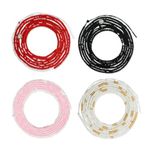 Teniinet 4PCS 50” Non-Stretching Handmade African Waist Beads for Women (Tie-on) (Style 4)