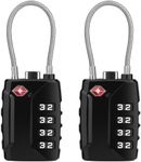 TSA Luggage Locks, [Upgraded Version] [2 Packs] [Long Shackle] Diyife 4-Digit High Security Suitcase Padlocks, Flexible Combination Cable Padlock, TSA Lock for Travel Suitcases Luggage Bag Case(Black)