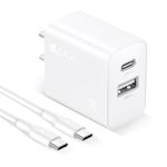 1Hora 20W USB C Charger 2 in 1, Dual-Port USB A+C Fast Charging Wall Charger Block, Power Adapter Compatible for iPhone 15/15 Pro/15 Pro Max/iPad Pro/AirPods & More (GAR162)