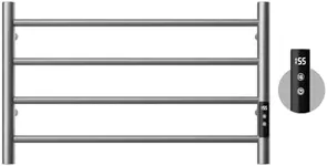 POPFLY Heated Towel Rack, Wall Electric Hot Towel Warmer Rack, 4-Bar 304 Stainless Steel Small Heated Towel Warmer Rack for Bathroom with Timer and Temperature Control, Brushed