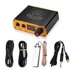 ATOMUS Black Tattoo Power Supply kit Digital LED Display Tattoo Machine Power Supply with RCA Clip Cord Foot Pedal for Tattoo Machine Liner Shader Tattoo Supplies with Power Cable