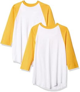 Soffe Men's Baseball Jersey T-Shirt, White/Gold (2 Pack), XX-Large