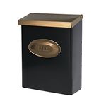 Architectural Mailboxes Designer Galvanized Steel, Locking Wall Mount Mailbox, Black with Brushed Brass
