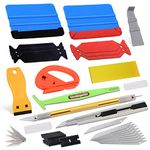 Vehicle Window Tint Film Install Vinyl Wrap Tool Kit includes Felt Squeegee, PPF Scraper, Safety Cutter, Air Release Pin, Utility Knife & Blades Vinyl Applicator Wrap Tools for Car Wrapping Wallpaper