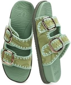 COFACE Womens Sandals 2026 Buckles Arch Support Summer Beach Vacations Essentials Comfort Trendy Dressy Fashion Casual Cute Classy Cloud Slides Green Size 6