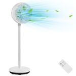 DORTALA Pedestal Fan with Remote, 3 Speed Quiet Standing Fan with 85° Oscillation, 100° Vertical Tilt, Timer, Air Circulating Stand Fan for Bedroom, Living Room, Home Office, White