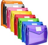 8 pcs Plastic File Folder,Large-Capacity Colored Folders,Plastic Envelopes Poly Envelopes, Large Accordion File Pouch / A4 Size Waterproof File Envelopes and Snap Button (8 pcs)