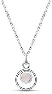 Amberta Lumini Women 925 Sterling Silver Simulated Birthstone Pendant Necklace: June Birthstone Simulated Moonstone Cubic Zirconia