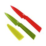 Kuhn Rikon Colori+ Prep 2 Pc Kitchen Knife Set (1x Paring Knife, 1x Serrated Kitchen Knife) Stainless Steel Blade Kitchen Knives Set. Sharp Knife Set – 3 Year Kuhn Rikon Kitchen Accessories Guarantee