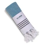 HABER Premium Light Weight 100% Cotton Bath Towel with Unique Micro Waffle Texture for Active Feel, Quick Absorption and Faster Drying Towel (Pack of 1, Harbour Blue)