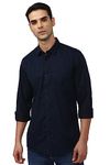 Peter England Men's Slim Fit Shirt (PCSFSSLPQ10919_Navy 42)