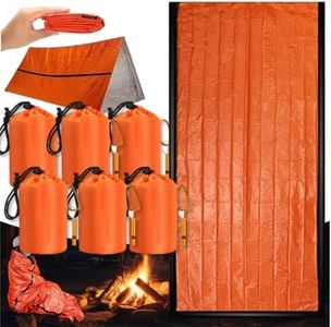 Sierra Madre Emergency Sleeping Bag with Whistle, Portable Emergency Survival Bag, Lightweight Pocket Size Emergency Sleeping Bag, Waterproof Thermal Bivy Sack for Camping, Hiking (6Pcs+Whistle)