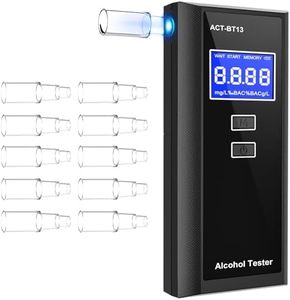 XEEUEX Breathalyser Police Accurate, High Precision Per Mille Meter with Digital Blue LCD Display and 10 Mouthpieces, Professional Alcohol Meter for Use at Home or at Parties