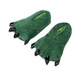 Dinosaur Slipper Plush Animal Claw Shoes for Adult Kid Halloween Costume Slippers Cute Tricky Paw Footwear Cosplay Party Prop, Green, 9.5-11.5 Women/9.5-11.5 Men