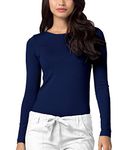 Adar Underscrubs for Women - Long Sleeve Underscrub Comfort Tee - 2900 - Navy - S