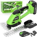 SOYUS Hedge Trimmer Cordless, 2-in-1 Handheld Hedge Trimmers, 20V Electric Grass Shear & Shrubbery Trimmer, Battery Operated Grass Cutter for Garden/Lawn with Charger and Battery