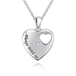 BEILIN 925 Sterling Silver Urn Necklace for Ashes for Women Keepsake Memorial Heart Cremation Jewelry for Ashes(Circle CZ heart), Sterling Silver, Cubic Zirconia