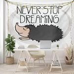 Lunarable Quote Tapestry, Cute Wise Hedgehog Giving A Life Advise Never Stop Dreaming Future Cartoon Print, Fabric Wall Hanging Decor for Bedroom Living Room Dorm, 28 W X 23 L inches, Multicolor