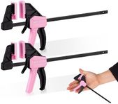WORKPRO 6" Mini Bar Clamps for Woodworking, 2-Pack One-Handed Clamp/Spreader, Light-Duty Screw-Change F Clamp with 50lbs Load Limit, Pink Ribbon