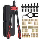 Proster Rivet Nut Tool 14" - Rivet Nut Gun with 150Pcs M3 M4 M5 M6 M8 M10 Rivet Nuts 6Pcs Metric Mandrels Heavy Duty Hand RIV Nut Gun Thread Setter Kit Red