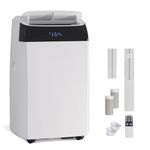Energy Efficient Inverter Portable Air Conditioner – 14,000 BTU Dual Hose 4-in-1 AC Unit with Cooling, Heating, Fan & Dehumidifier, Covers 700 Sq.Ft, Quiet 42dB Operation, Remote Control & Sleep Mode