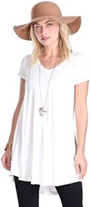 Popana Womens Short Sleeve Summer Tunic Tops to Wear with Leggings Loose Fit Plus Size Made in USA X-Large Pearl