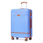 Krute Luggage PC+ABS Hardshell Suitcase with Wheels TSA Lock Lightweight Checked Luggage 28 Inch (LightBlue)