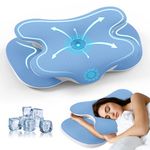 JINXIA Cervical Neck Pillows for Neck and Shoulder, Odorless Memory Foam Pillow with Cooling Silk Case, Orthopedic Neck Support Pillows for Side, Back & Stomach Sleepers-Blue to White