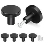 Misuyue 4pc Black Drawer Knobs, Cupboard Handles Knobs Black Round, Cabinet Knobs Made of Aluminium, 30mm Small Door Knobs for Wardrobes, Kitchen, Furniture